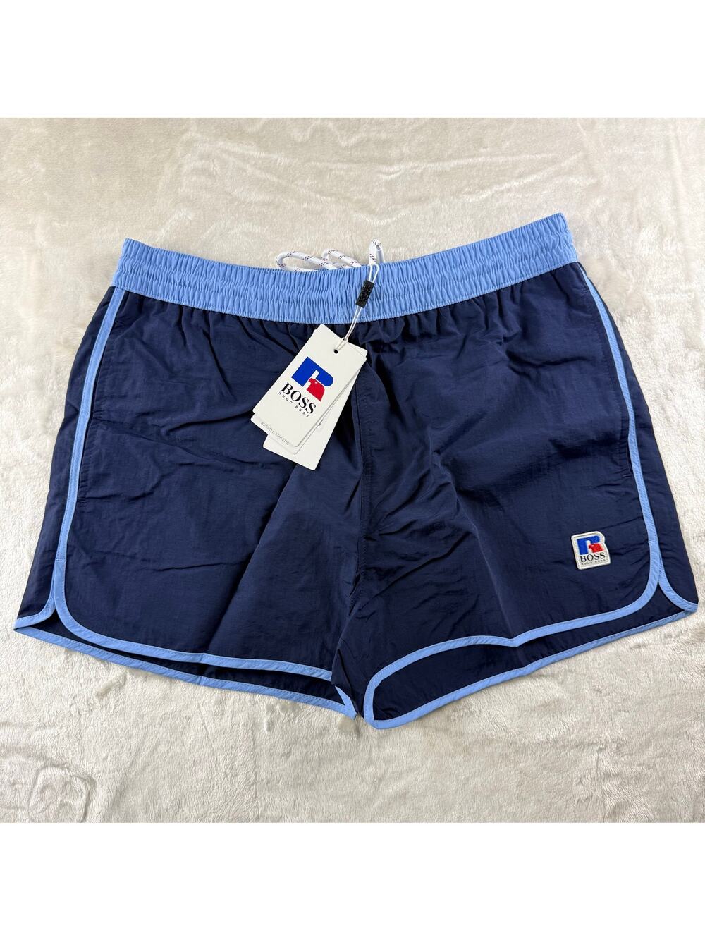Hugo Boss X Russell Athletic Jaco Swim Shorts Men's Size Medium Blue